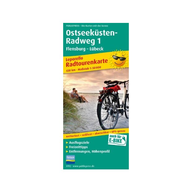Radtourenkarte Ostseeküsten Radweg 1 Karte